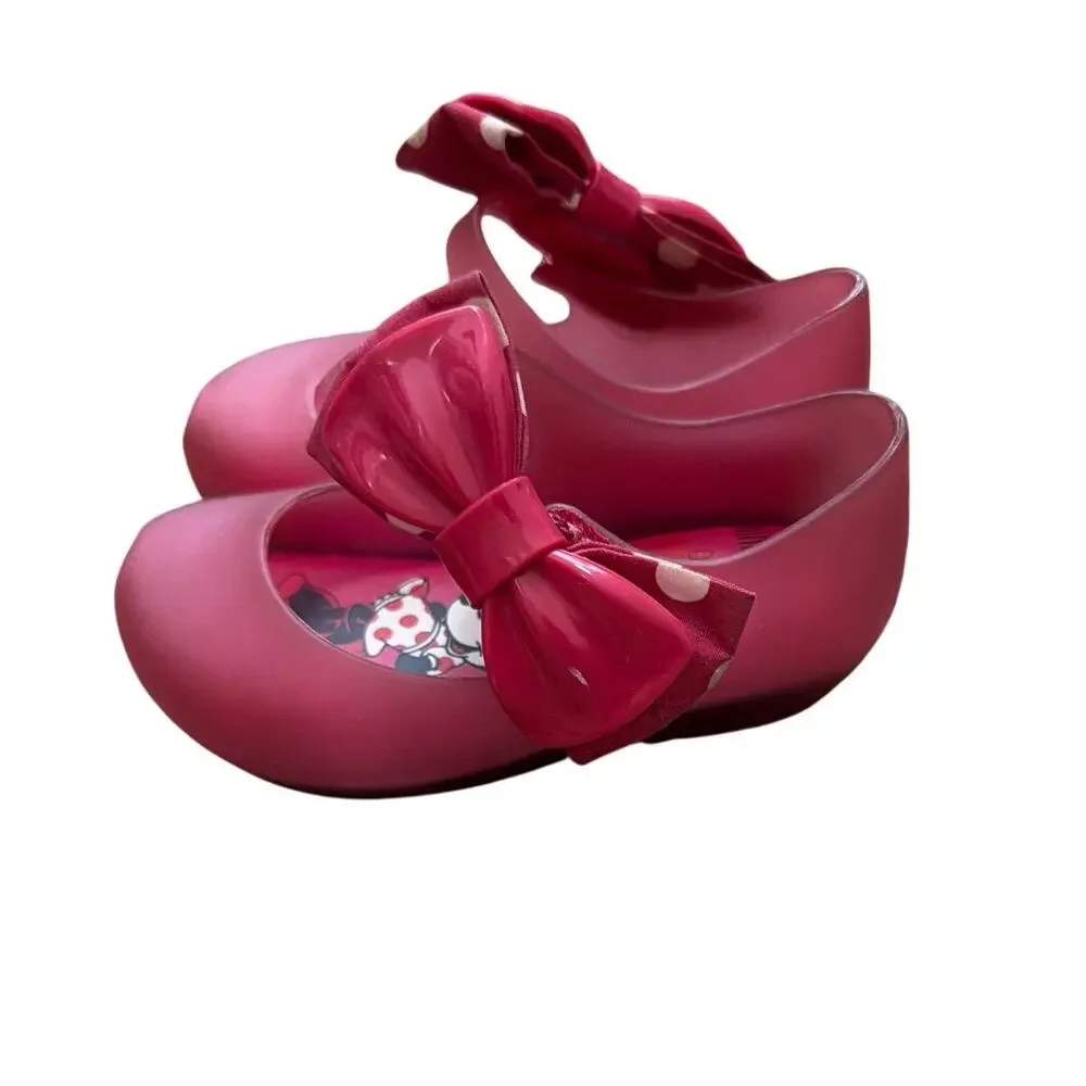 Mini Melissa x Minnie Mouse Jelly Maryjane Shoes Bow Accent Toddler Size 6